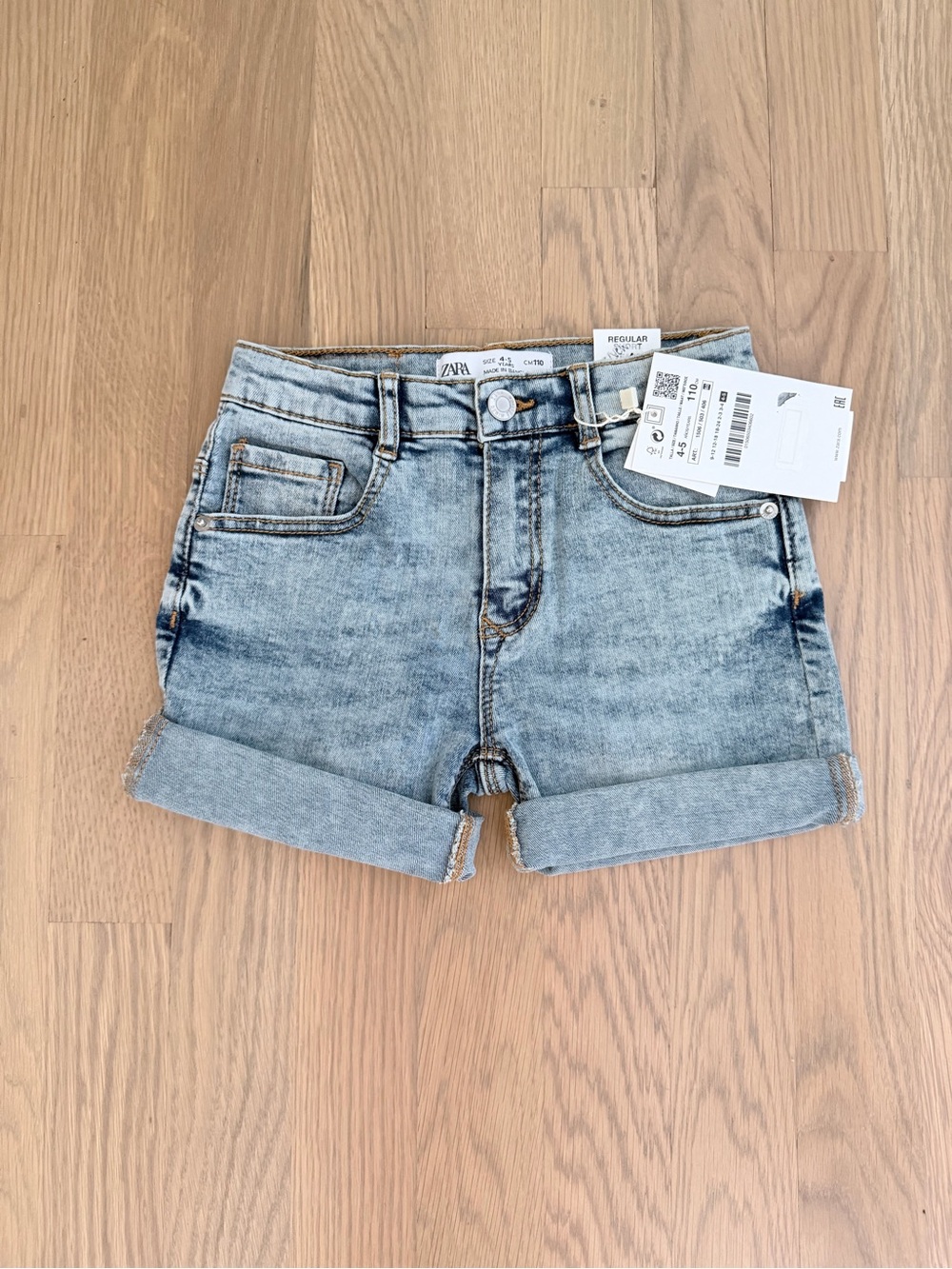 ZARA Light Blue Denim Roll-Cuff Kid’s Shorts
